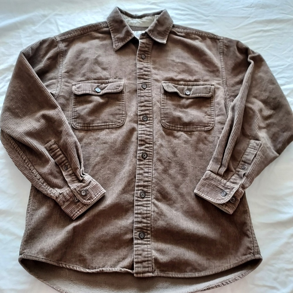 Fieldmaster Mens Brown Corduroy Button Down Shirt‎ Outdoor Gorpcore Rugged Sm